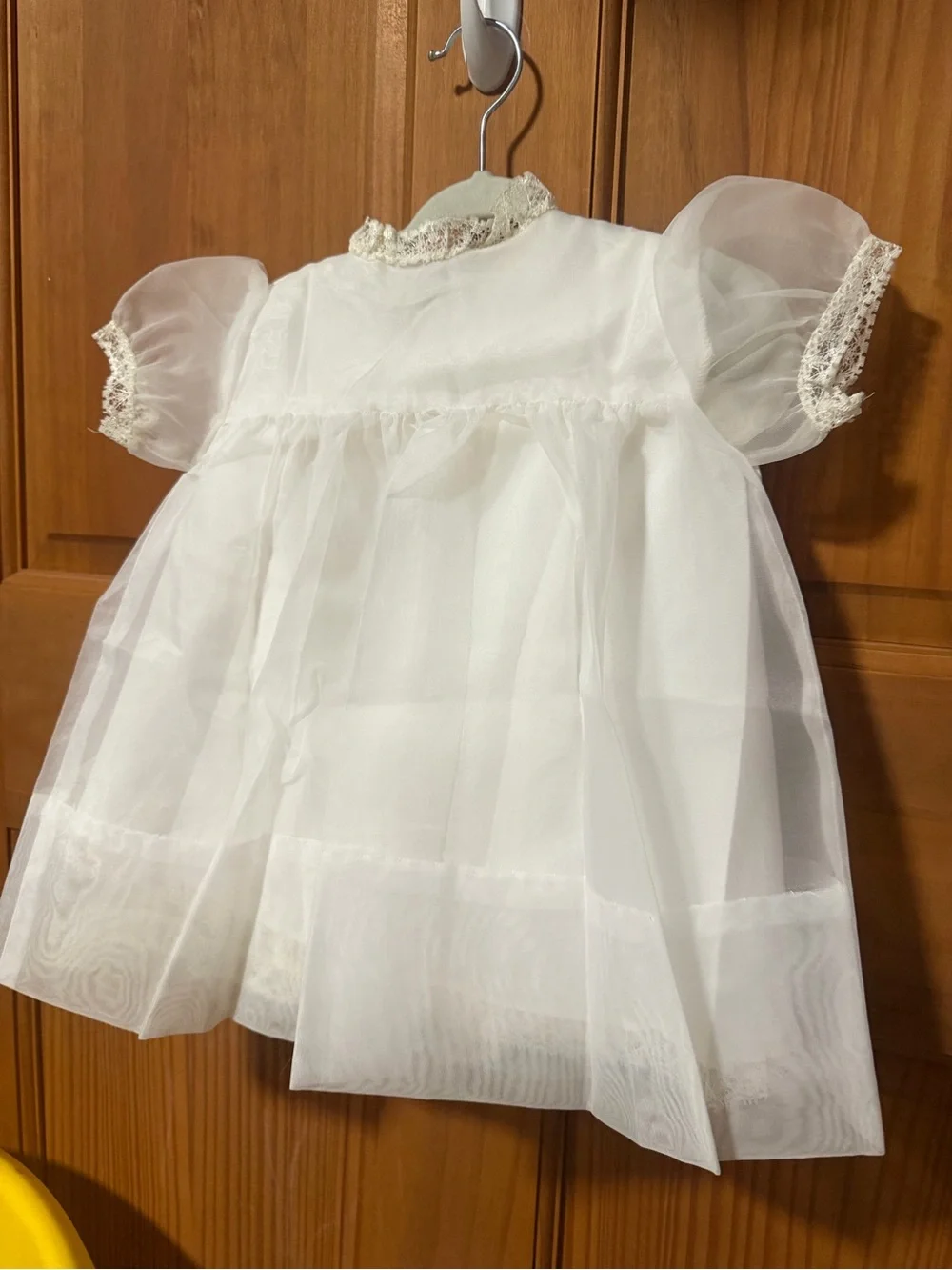 Vintage 1960s 4pc Ivory Lace Baby Christening Dress with Matching Bonnet